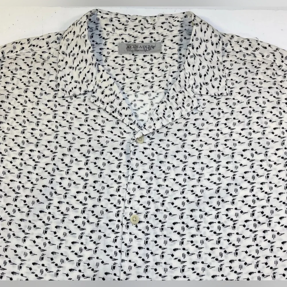 All‎ Saints Cream and Black Casual Button Down Shirt - Picture 6 of 9